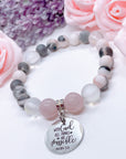 With God All Things are Possible Charm Bracelet Rose Quartz