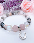 Horseshoe Classic Charm Bracelet Rose Quartz