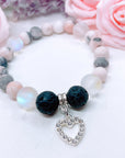 Rhinestone Heart Classic Charm Bracelet Lava