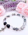 Silver Deco Cross Companion Charm Bracelet Lava