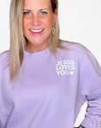 Jesus Loves You Lavender Crewneck