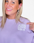 Jesus Loves You Lavender Crewneck