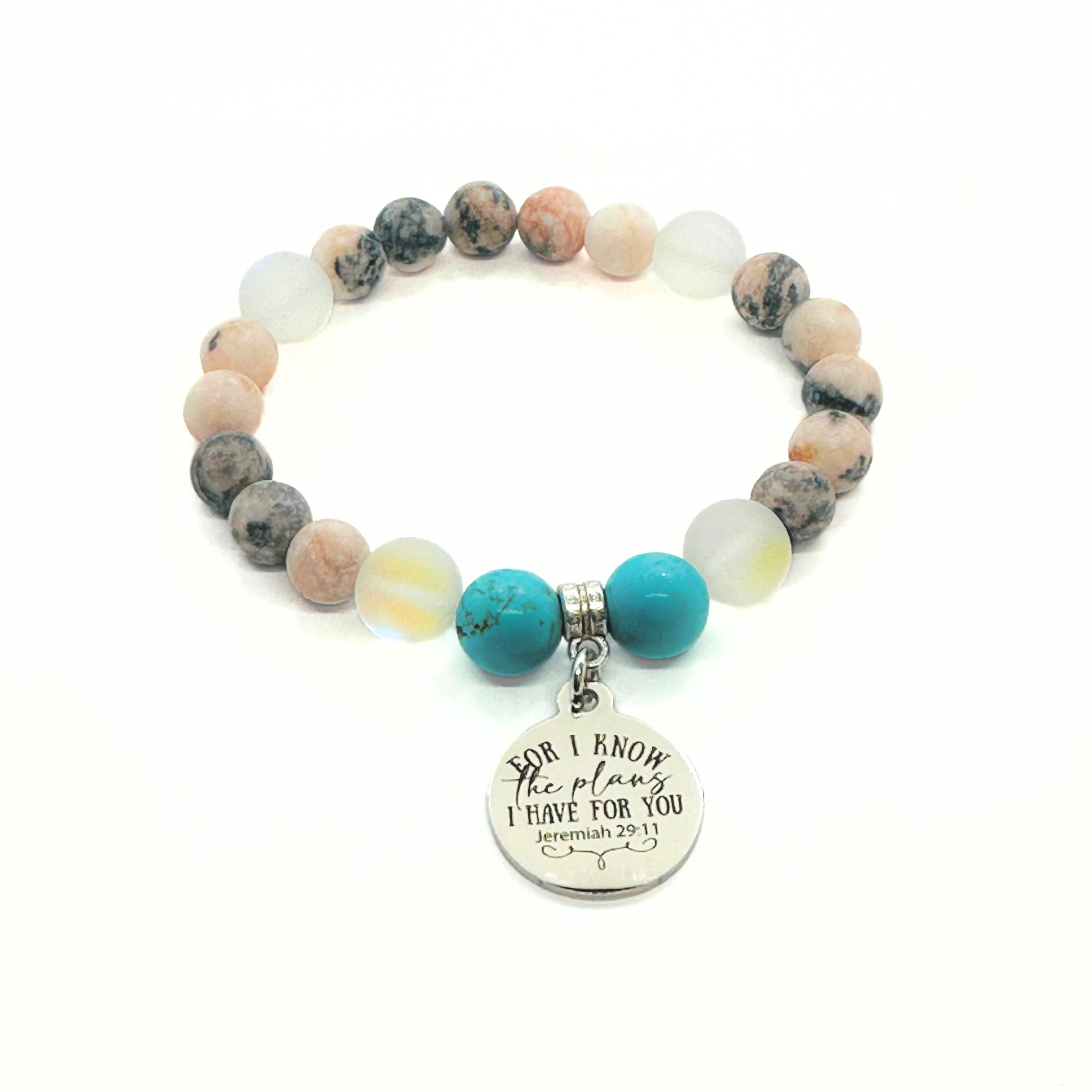 For I Know the Plans I Have for You Classic Charm Bracelet Turquoise