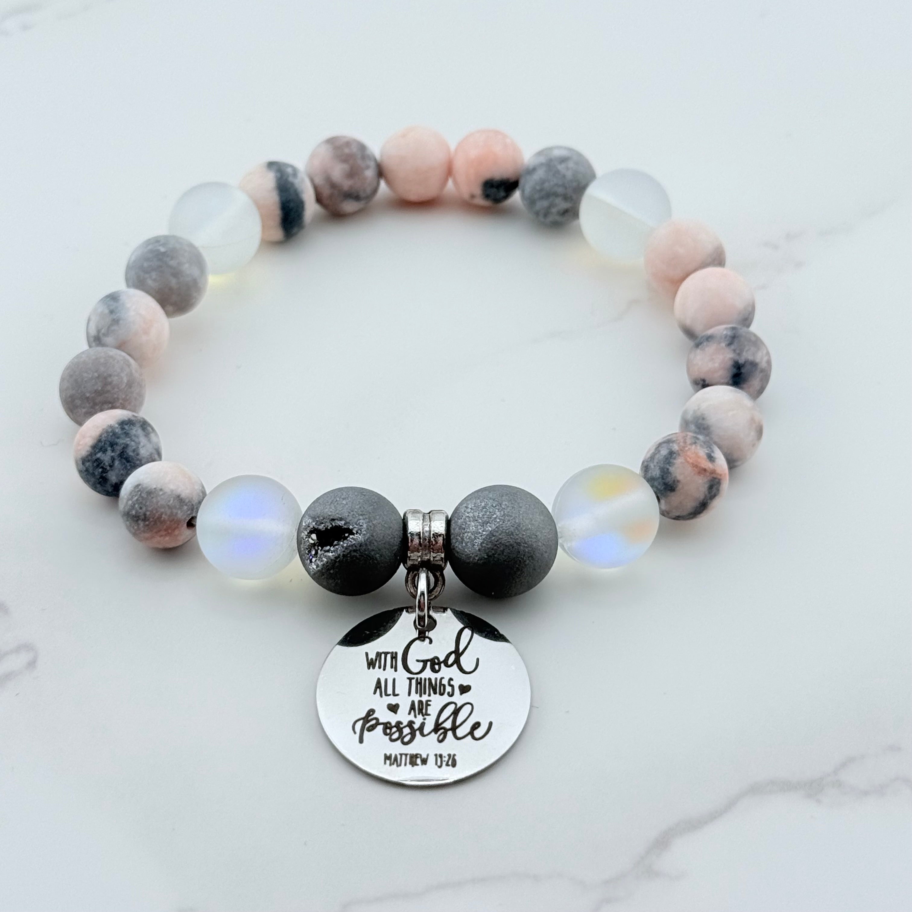 With God All Things are Possible Classic Charm Bracelet Druzy