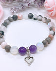 Dainty Heart Companion Charm Bracelet Amethyst