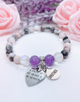 Brother: A Piece of my Heart is in Heaven Heart Companion Charm Bracelet Amethyst