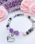 Family Heart Companion Charm Bracelet Amethyst