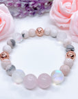 Rose Quartz Classic Bracelet with Rose Gold Lava Stone
