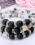 Lava Stone Rhinestone Companion Bracelet