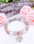 No Longer By My Side but in My Heart Forever ( Pet Paw) Classic Charm Bracelet Rose Quartz