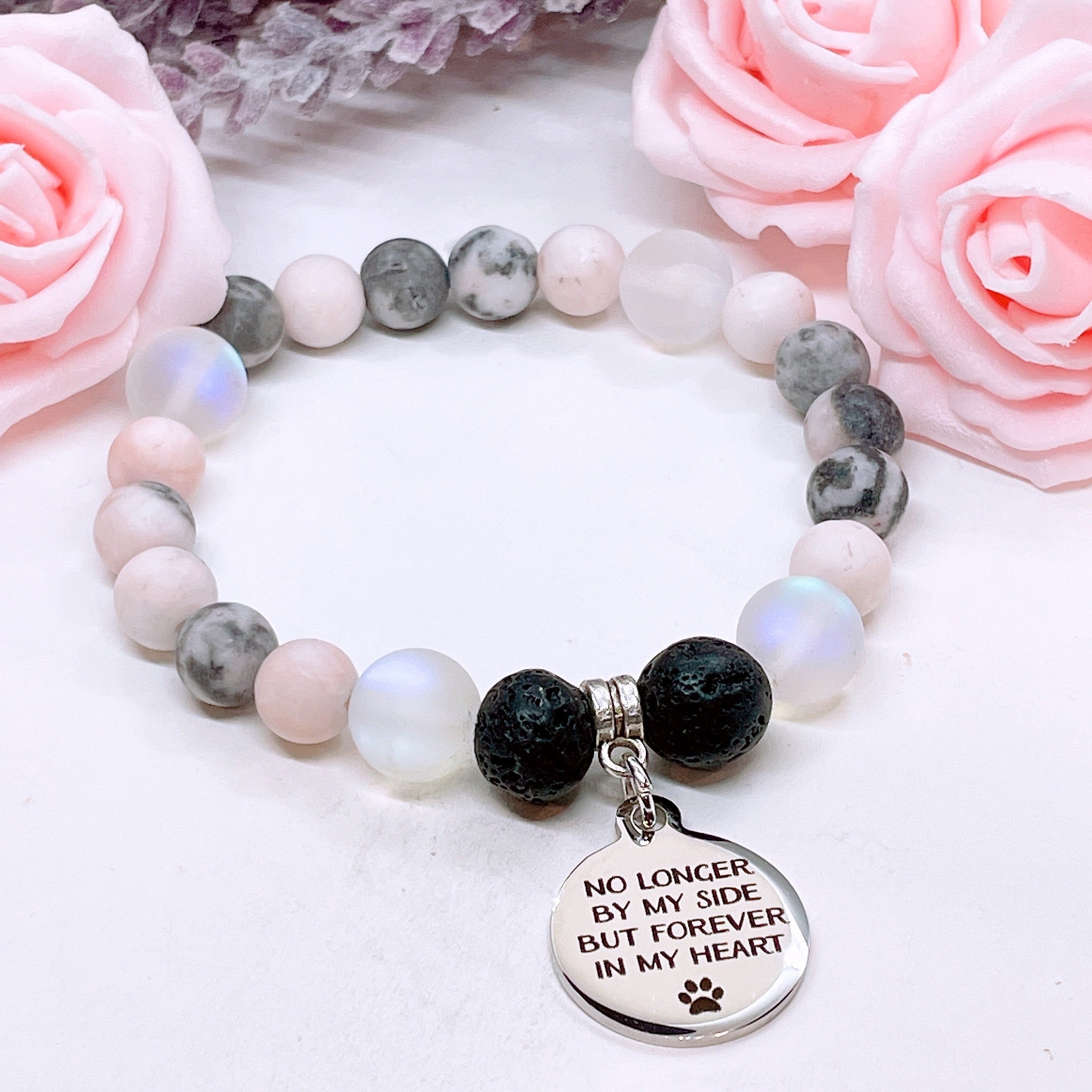 No Longer By My Side but in My Heart Forever ( Pet Paw) Classic Charm Bracelet Lava