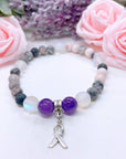 Cancer Ribbon Companion Charm Bracelet Amethyst