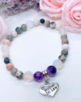 Mother-In-Law Heart Companion Charm Bracelet Amethyst