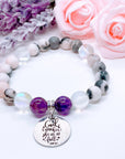 God Is Within Her She Will not Fall Charm Bracelet Amethyst