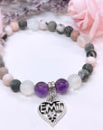 EMT Heart Charm Bracelet Amethyst