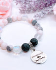 Underestimate Me… Lava Stone & Pink Zebra Jasper Charm Bracelet