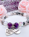 Daughter: A Piece of my Heart is in Heaven Heart Classic Charm Bracelet Amethyst