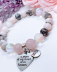 Sister: A Piece of my Heart is in Heaven Classic Charm Bracelet Rose Quartz