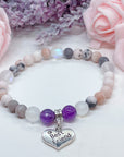 Best Friend Heart Companion Charm Bracelet Amethyst