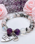 Dad: A Piece of my Heart is in Heaven Classic Charm Bracelet Amethyst