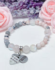 Sister: A Piece of my Heart is in Heaven Heart Companion Charm Bracelet Rose Quartz