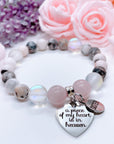 Sister: A Piece of my Heart is in Heaven Classic Charm Bracelet Rose Quartz