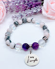 I am Enough Classic Charm Bracelet Amethyst