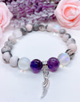 Angel Wing Classic Charm Bracelet Amethyst