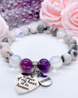 Husband: A Piece of my Heart is in Heaven Heart Classic Charm Bracelet Amethyst