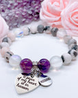 Husband: A Piece of my Heart is in Heaven Heart Classic Charm Bracelet Amethyst