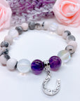 Horseshoe Classic Charm Bracelet Amethyst