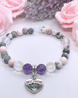 Best Friend Heart Pet Paw Companion Charm Bracelet Amethyst