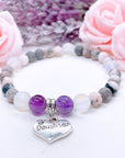 Daughter Heart Companion Charm Bracelet Amethyst