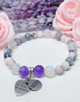 Sister: A Piece of my Heart is in Heaven Heart Companion Charm Bracelet Amethyst