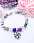 Heart Hollow Cross Companion Charm Bracelet Amethyst