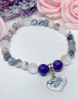 Mom Heart Companion Charm Bracelet Amethyst
