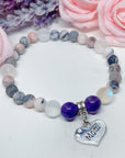 Mom Heart Companion Charm Bracelet Amethyst