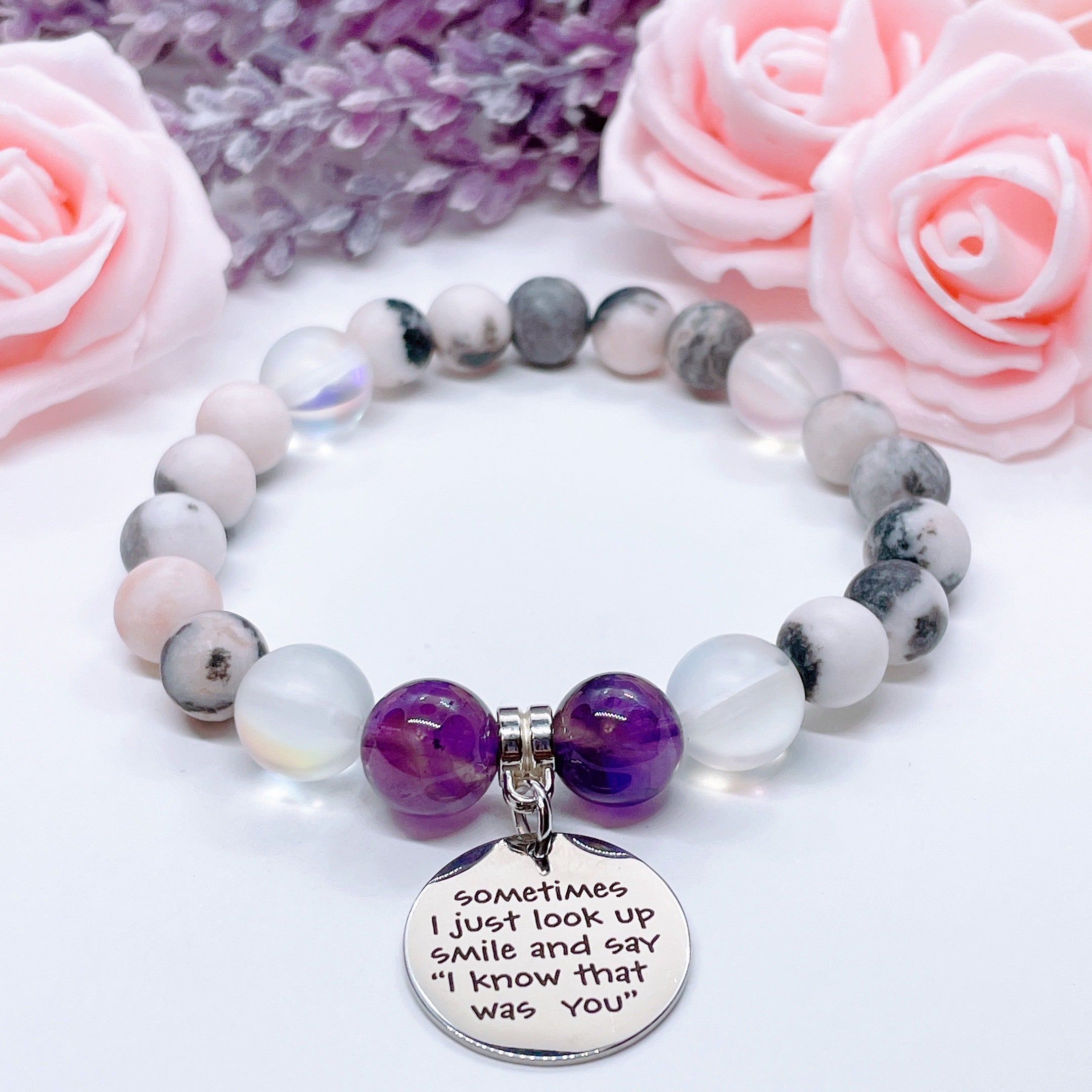 Sometimes I Just Look Up Classic Charm Bracelet Amethyst