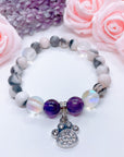Rhinestone Paw Classic Charm Bracelet Amethyst