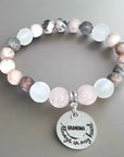 Grandma: Always in my Heart Classic Charm Bracelet Rose Quartz