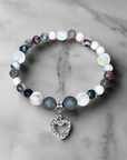 Rhinestone Heart Companion Charm Bracelet Druzy