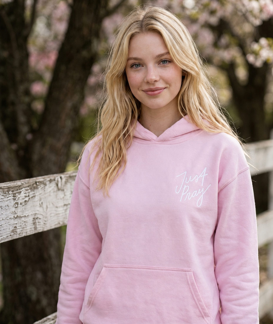 Just Pray Pink Youth Hoodie | Christian Youth Hoodie
