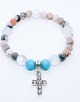 Rhinestone Cross Companion Charm Bracelet Turquoise