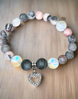 Rhinestone Heart Classic Charm Bracelet Druzy