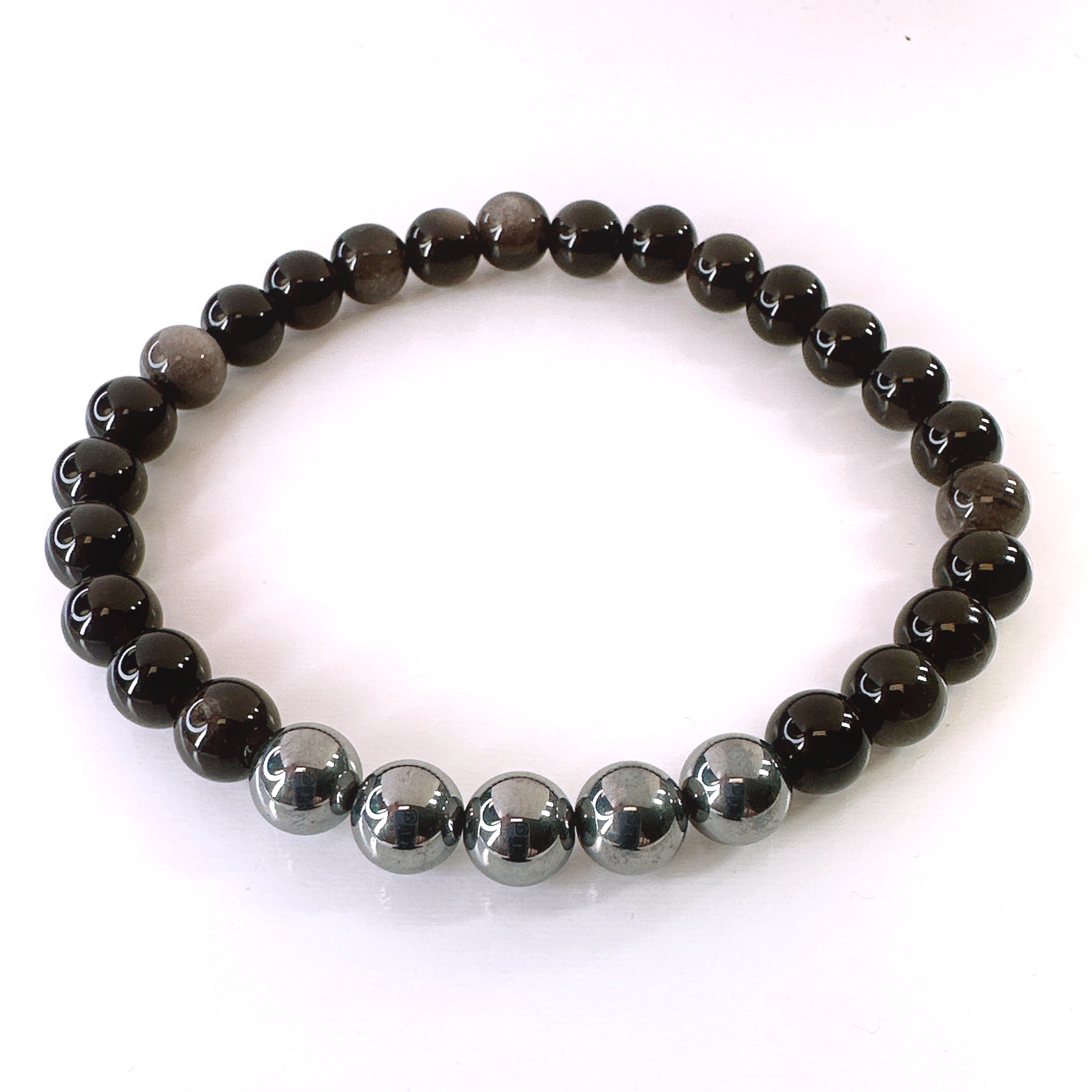 Silver Sheen Obsidian and Terahertz Bracelets – 5 Second Rule Bracelet