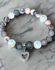 Rhinestone Heart Classic Charm Bracelet Druzy