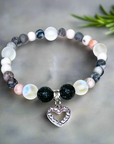 Rhinestone Heart Companion Charm Bracelet Lava