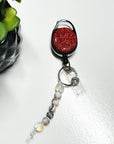 Rhinestone Retractable Keychain Red