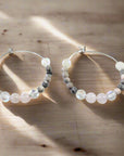 Rose Quartz Silver Hoop Earrings