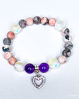 Rhinestone Heart Classic Charm Bracelet Amethyst